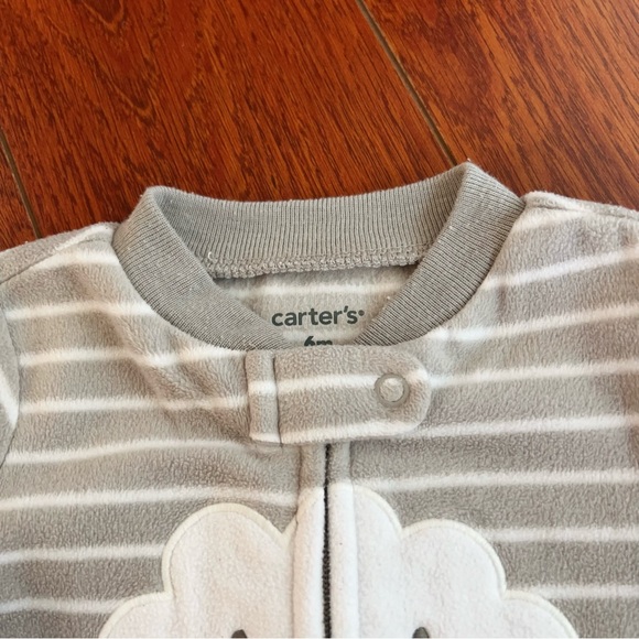 Carter’s Baby Fleece Footed Sleeper – Grey Stripe Cloud Design (6M) - Picture 6 of 11